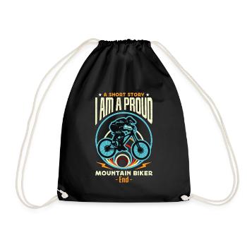 Mountain Biker A Short Story I Am A Proud Cyclist - Drawstring Bag - black - Front