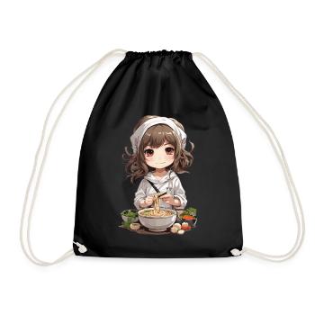 Anime Ramen Girl Cuisinier de soupe de nouilles japonaise - Sac de sport léger - noir - Devant