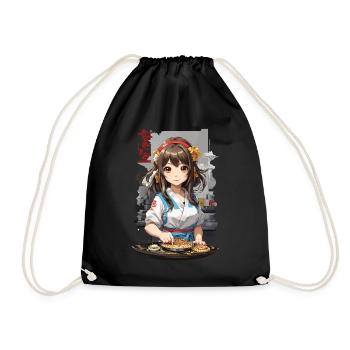 Anime Okonomiyaki Kochendes Manga Mädchen - Turnbeutel - Schwarz - Vorne