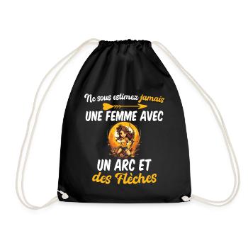 Sous Estimez Jamais Archère Femme Tir a l arc Fun - Sac de sport léger - noir - Devant