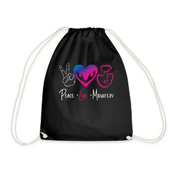 Nurse Midwife Birth Worker Peace - Turnbeutel - Schwarz - Vorne
