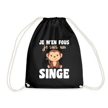 Je m'en fous je suis un singe - süßer Affe - Turnbeutel - Schwarz - Vorne