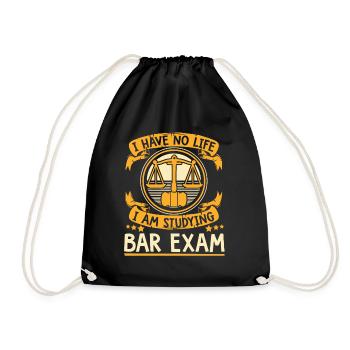 I Have No Life I'm Studying Bar Exam Legal - Drawstring Bag - black - Front