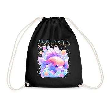 Cute Anime Fish Japanese Kanji Kawaii Aesthetic - Turnbeutel - Schwarz - Vorne