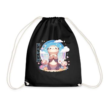 Kawaii Ferret Aesthetic Japanese Anime Cute - Turnbeutel - Schwarz - Vorne