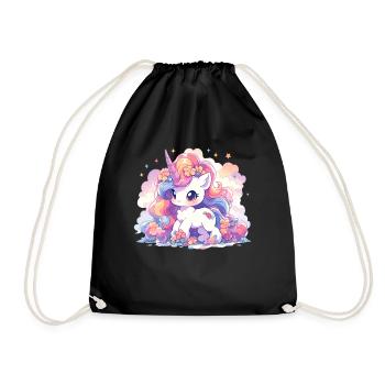 Anime Unicorn Cute Chibi Kawaii Pastel Fantasy - Turnbeutel - Schwarz - Vorne