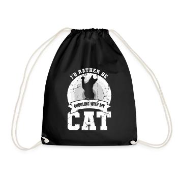Ich würde mit meiner Katze kuscheln - Turnbeutel - Schwarz - Vorne