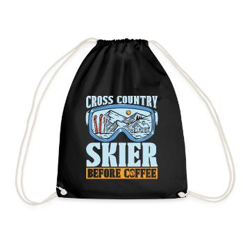 Cross Country Skier Before Ski Racing Coffee Lover - Drawstring Bag - black - Front