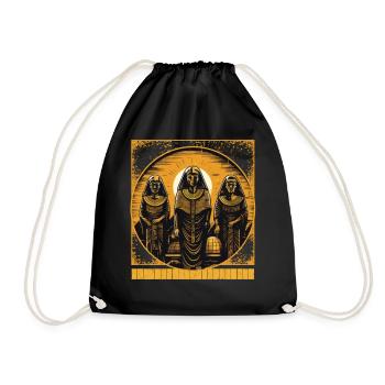 Egyptian Mummy Sweatshirt, Pyramid Pumpkin Tee, - Drawstring Bag - black - Front