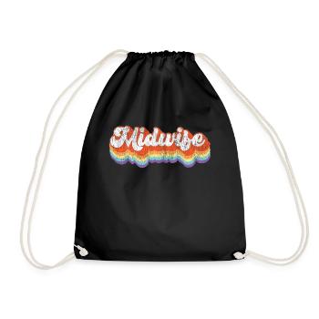 Nurse Midwife Birth Worker Retro - Turnbeutel - Schwarz - Vorne