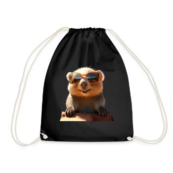 Wombat mit Sonnenbrille Australien Süße Wombats - Turnbeutel - Schwarz - Vorne