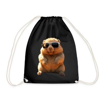 Wombat mit Sonnenbrille Australien Süße Wombats - Turnbeutel - Schwarz - Vorne