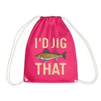Walleye Fishing Angler - Drawstring Bag - fuchsia - Front