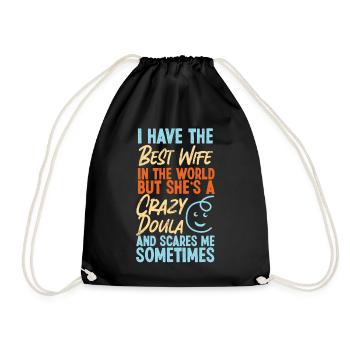 Doula Birth Worker Wife Husband I - Drawstring Bag - black - Front
