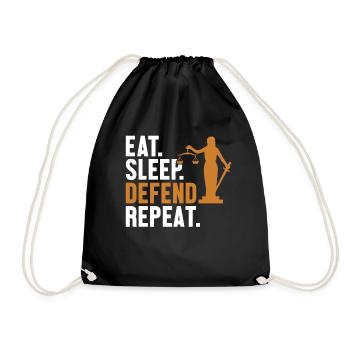 Manger, dormir, défendre, récidiver, conseiller juridique Droit - Sac de sport léger - noir - Devant