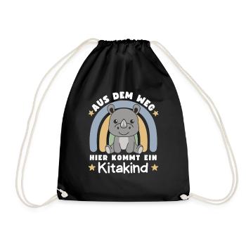 Aus Dem Weg Hier Kommt Ein Kitakind Nashorn - Turnbeutel - Schwarz - Vorne