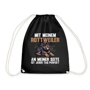 Hund Rottweiler - Turnbeutel - Schwarz - Vorne