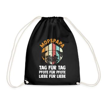 Dog Daddy Mop Papa Master Dog Pug - Drawstring Bag - black - Front