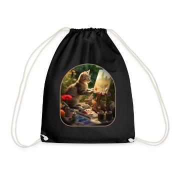 Chats et toiles félins artistes capturant - Sac de sport léger - noir - Devant