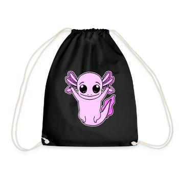 Axolotl Pink Motif Kids Cute Pink - Drawstring Bag - black - Front
