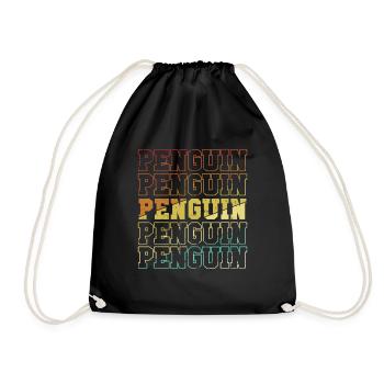 Retro Penguin Kaiserpinguin Seevogel - Turnbeutel - Schwarz - Vorne