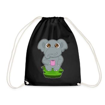 Elefant Kaffee Becher - Turnbeutel - Schwarz - Vorne