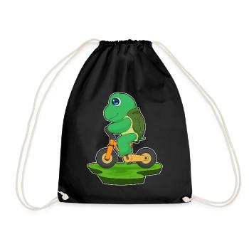 Turtle Bicycle - Drawstring Bag - black - Front