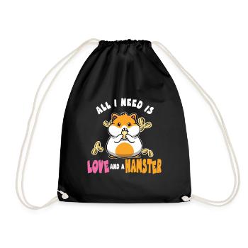 All I Need is Love and a Hamster for Pet Owners - Drawstring Bag - black - Front