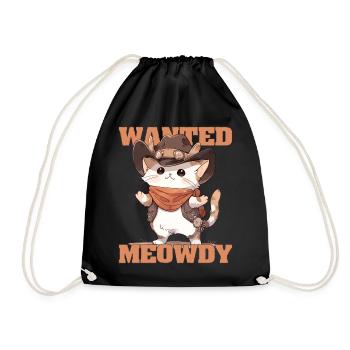 Wanted Meowdy Funny Cute Cat In Cowboy Costume Hal - Turnbeutel - Schwarz - Vorne