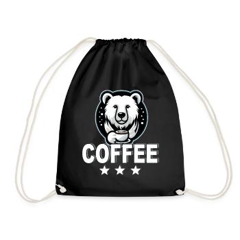 Eisbär vom Nordpol liebt Kaffee im Café Barista - Turnbeutel - Schwarz - Vorne