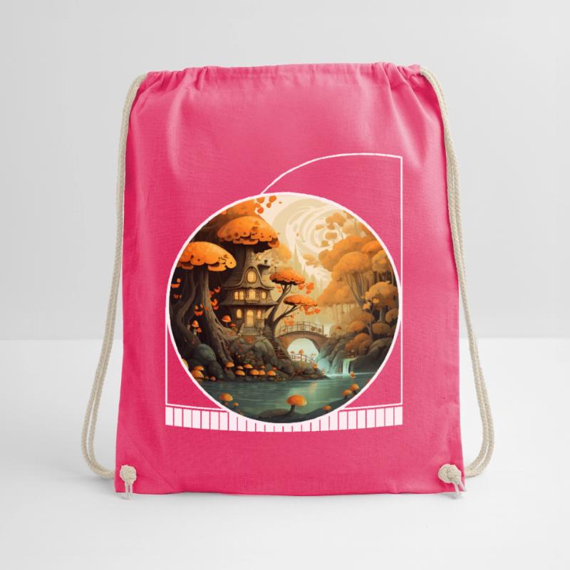 Werewolf Leaf Ride Cottagecore Toadstool Library Drawstring Bag
