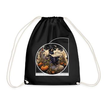 Witchy Herb Garden Halloween Cottagecore - Drawstring Bag - black - Front