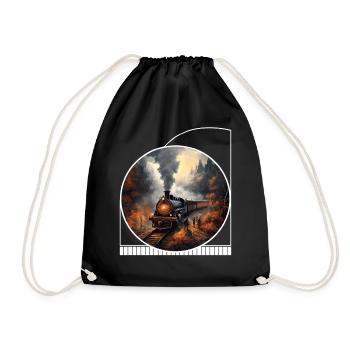 Geisterhafter Cottagecore-Zug Halloween-Herbstwald - Turnbeutel - Schwarz - Vorne