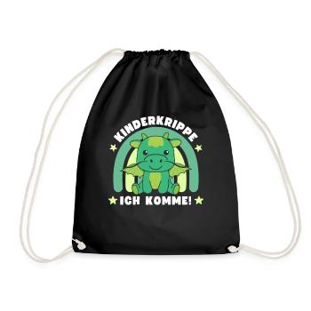 Kinderkrippe Ich Komme! Drache - Turnbeutel - Schwarz - Vorne