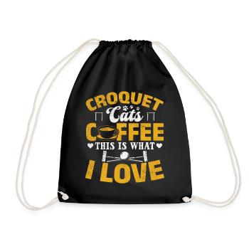 Croquet Cats Coffee This Is What I Love - Cat Love - Turnbeutel - Schwarz - Vorne