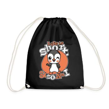La vie est courte et moi aussi le manchot royal oiseau de mer - Sac de sport léger - noir - Devant