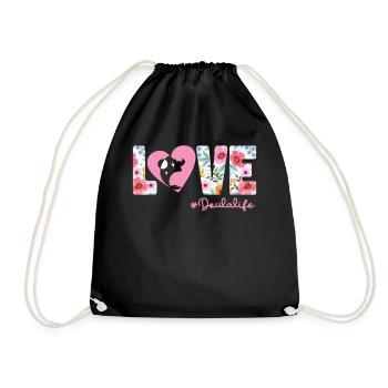 Doula Birth Worker Flower Heart - Drawstring Bag - black - Front