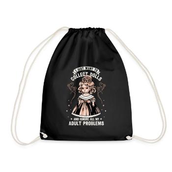 Collectible Doll Porcelain Doll Antique - Drawstring Bag - black - Front