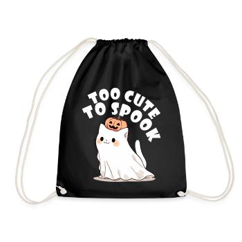 Too Cute To Spook Funny Ghost Cat Kawaii Halloween - Turnbeutel - Schwarz - Vorne