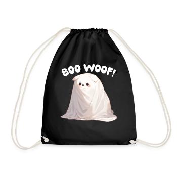 Boo Woof Funny Cute Dog In Ghost Towel Kawaii Pets - Turnbeutel - Schwarz - Vorne