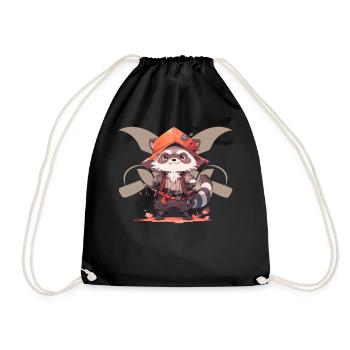 Cute Raccoon In Pirate Costume Kawaii Animals Hall - Turnbeutel - Schwarz - Vorne