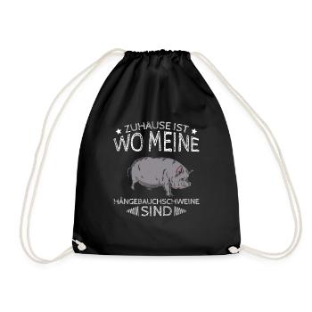 Zuhause Ist Wo Meine Hängebauchschweine Sind - Turnbeutel - Schwarz - Vorne