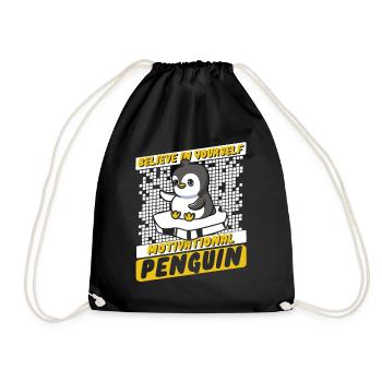 Believe In Yourself Motivational Penguin Seevogel - Turnbeutel - Schwarz - Vorne