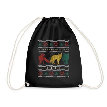 Lustige Fuchs-Weihnachtsgeschenke - Turnbeutel - Schwarz - Vorne