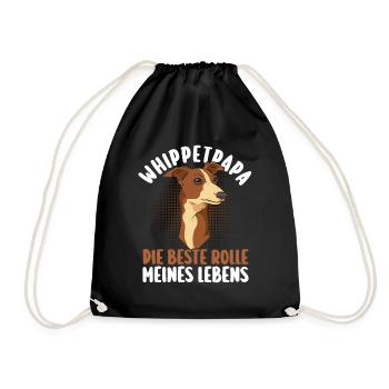 Hund Hundepapa Vater Whippetpapa Whippet - Turnbeutel - Schwarz - Vorne