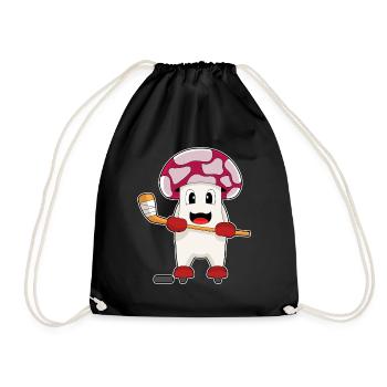 Mushroom Ice Hockey Ice Hockey Stick - Drawstring Bag - black - Front