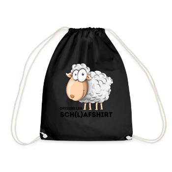Offizielles Schlafshirt Schaf Schlafanzug Pyjama - Turnbeutel - Schwarz - Vorne