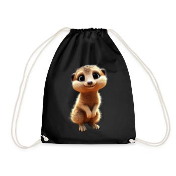 Meerkat, Animal Lover, Sweet, Surikate, Mongoose - Drawstring Bag - black - Front