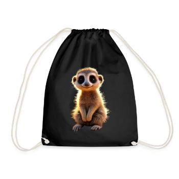 Meerkat, Animal Lover, Sweet, Surikate, Mongoose - Drawstring Bag - black - Front