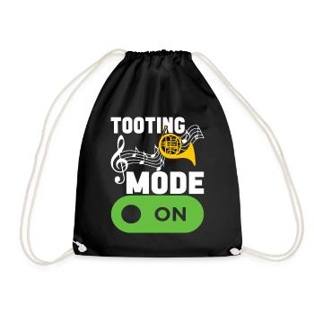 Horn Brass Instrument - Drawstring Bag - black - Front